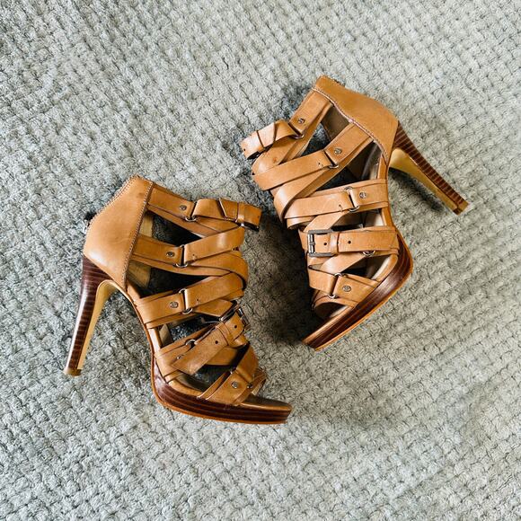 vtg retro y2k Michael Kors Strappy Belted Leather pumps Gabrielle Solis 6M - Picture 1 of 5